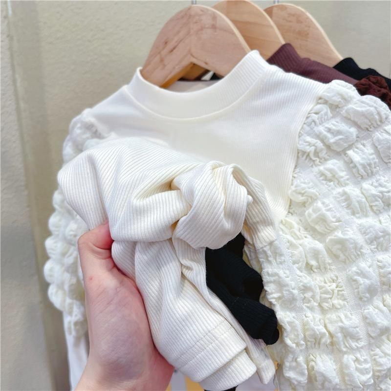 New White Shirt Top With Bubble Sleeves