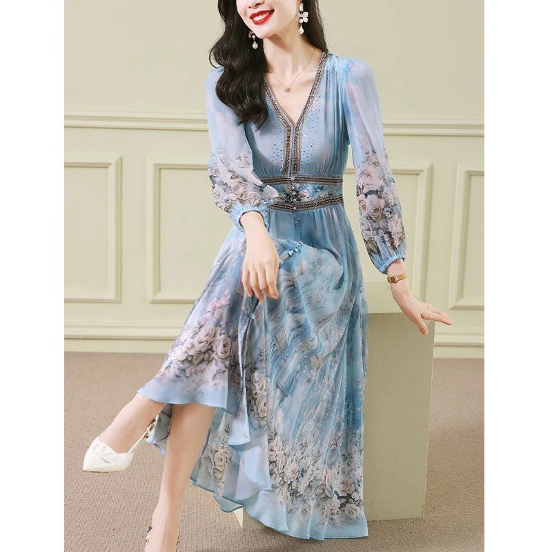 French Slimming Temperament Printed Floral Skirt