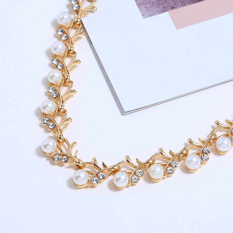 Jewelry set  pearl gold-plated silver necklace