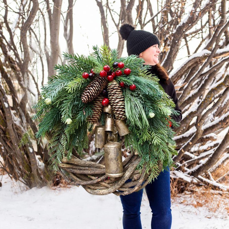 Christmas Wreath Bell Door Hanging