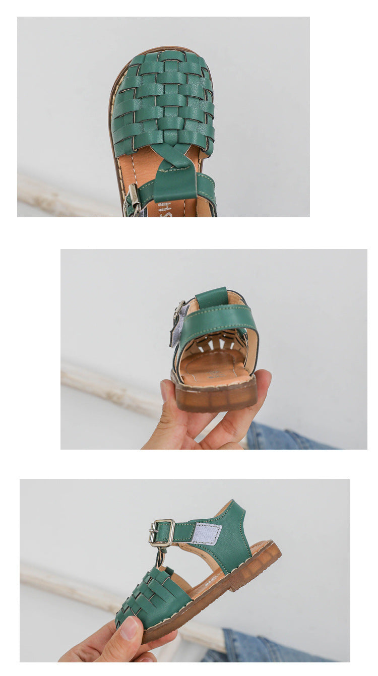 Retro woven solid color girls shoes