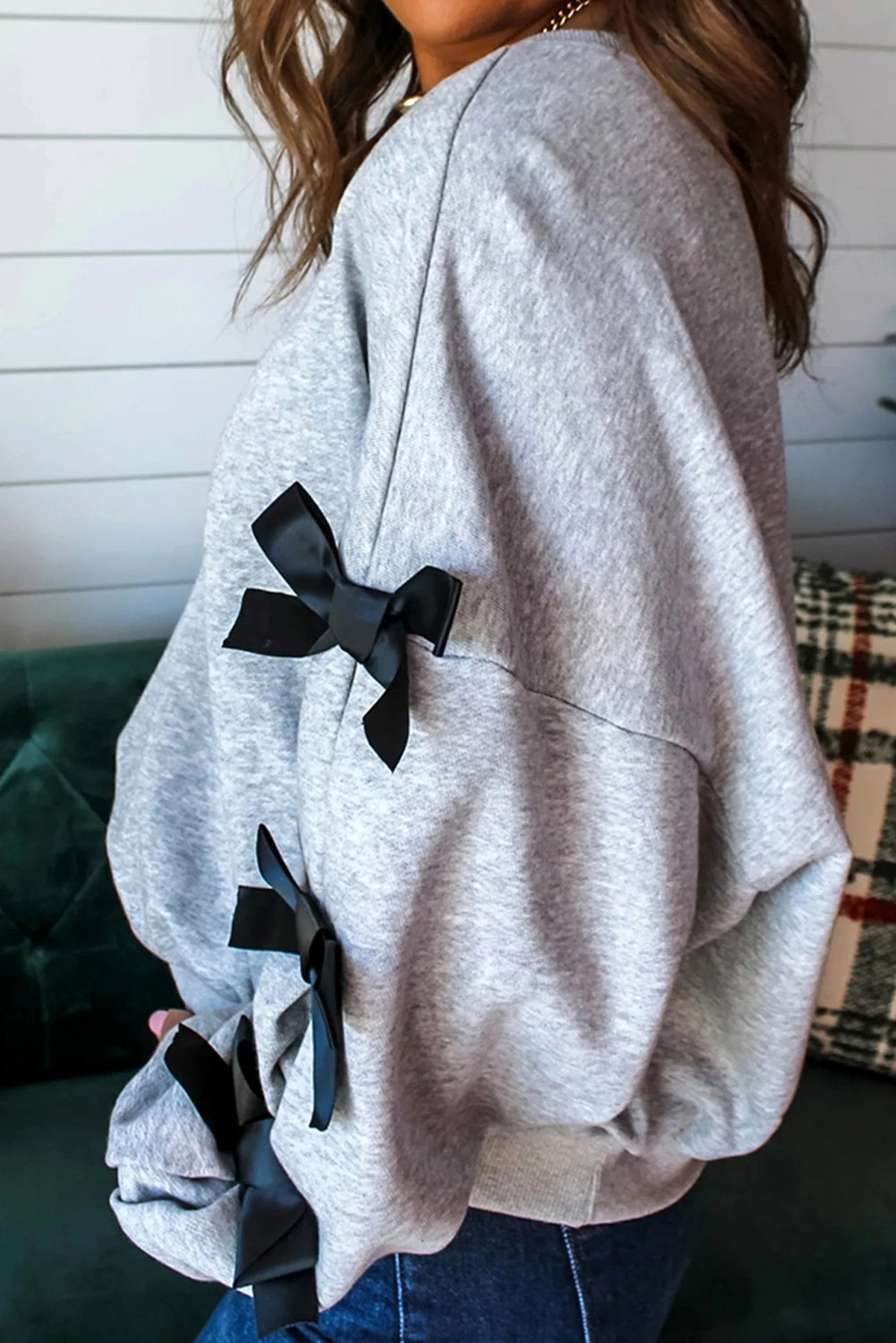Fashion Ribbon Slit Letter Shirt For Women