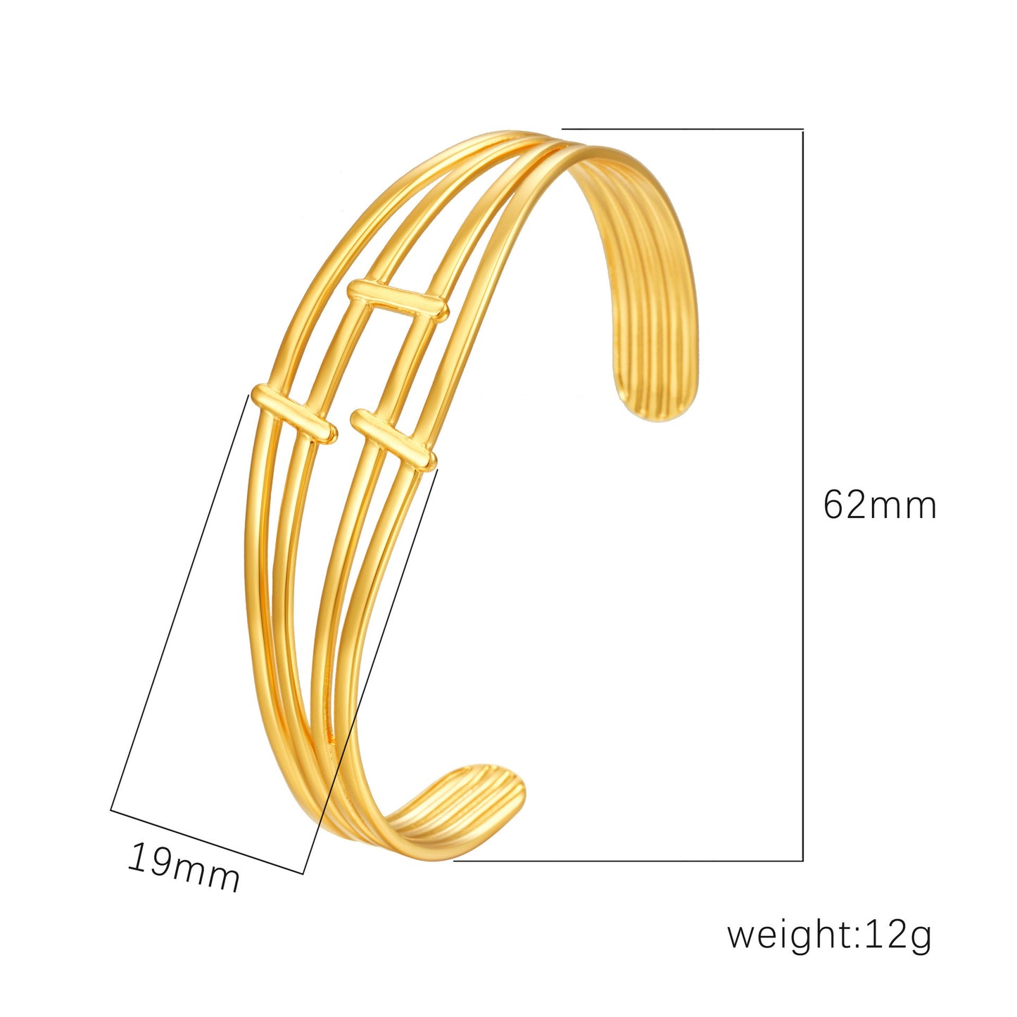 Women's Stainless Steel High-grade C- Shaped Oil Pressure Open-ended Bracelet