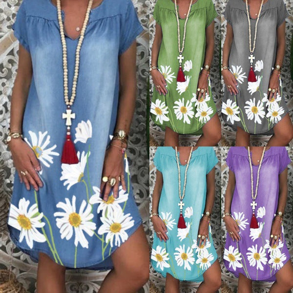 Flower denim dress
