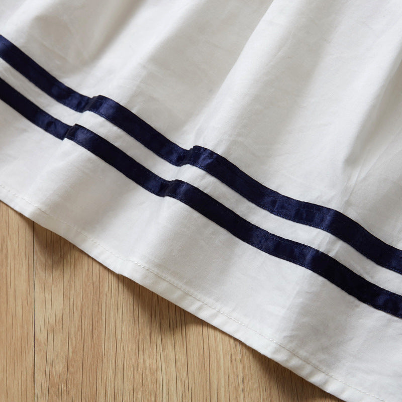 White and Navy Sailor Girls Dress