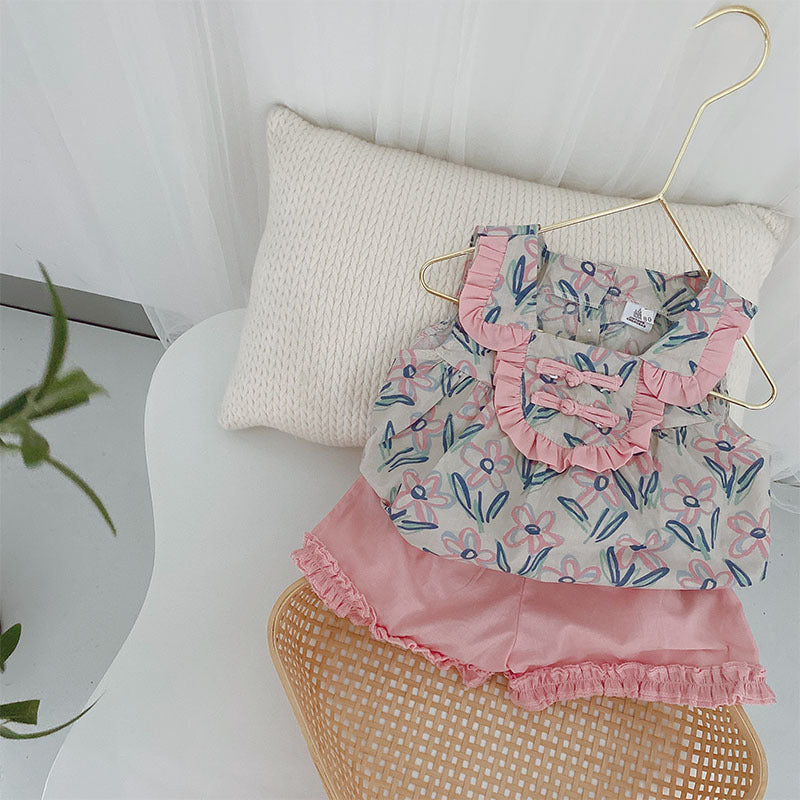 Lace top skirt suit baby clothes