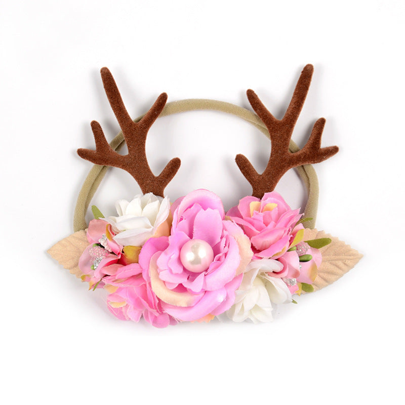 Baby headband Christmas antler ear nylon headband