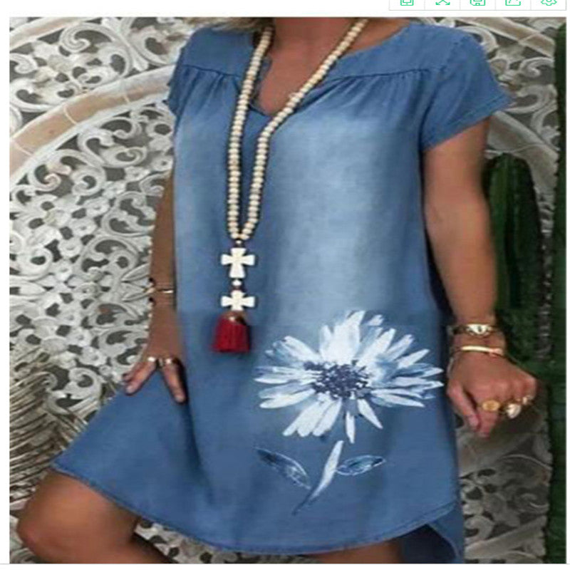 Flower denim dress