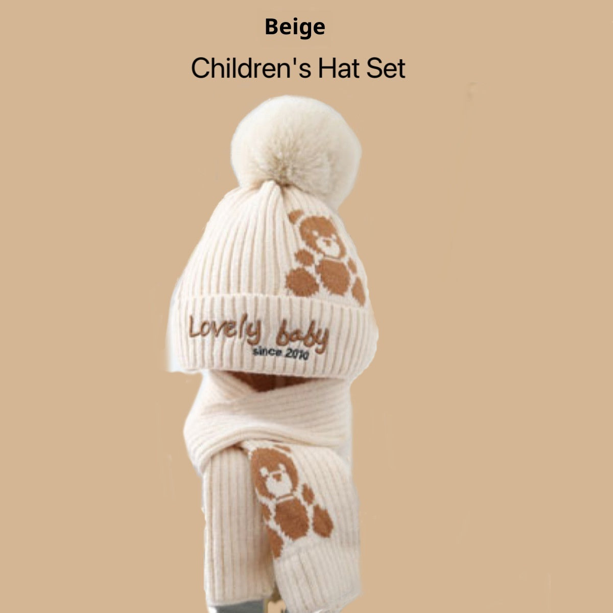 Children's Hat Set Scarf Two-piece Boys' Knitted Fleece-lined