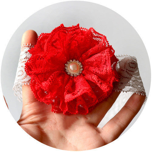 Baby hair with double lace flowers