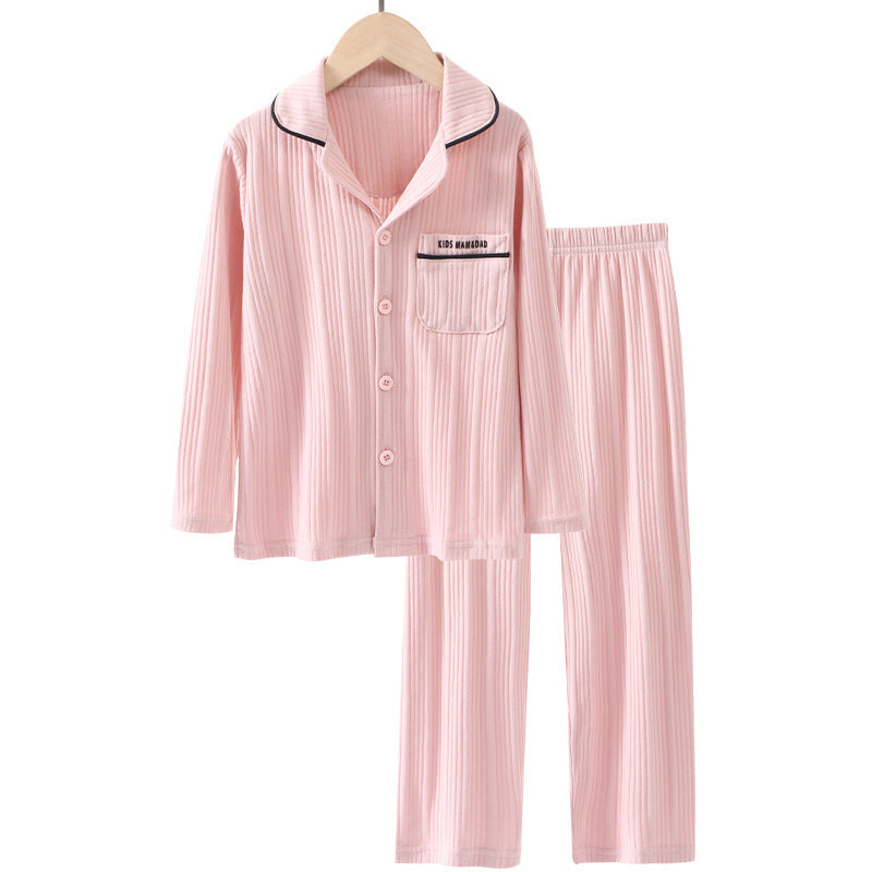 Children's Parent-child Homewear Suit Lapel Cotton