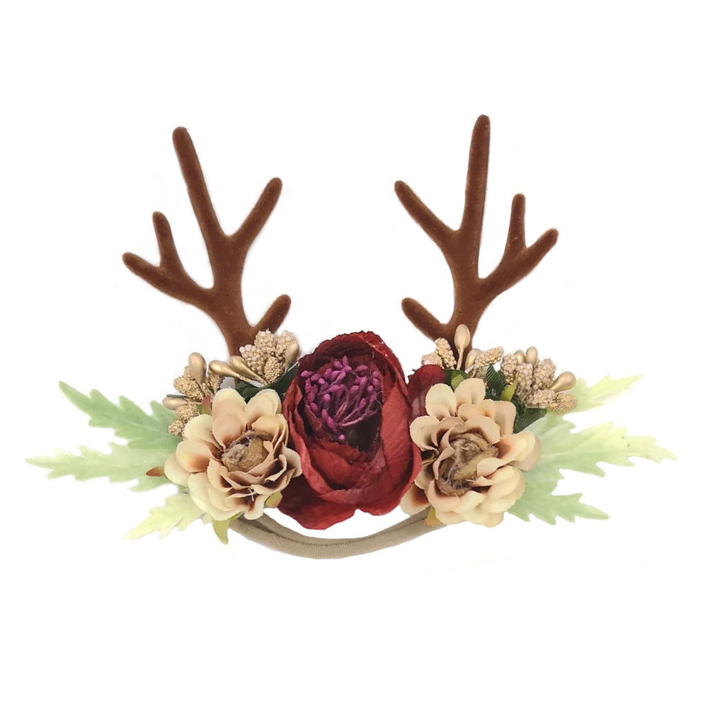 Baby headband Christmas antler ear nylon headband