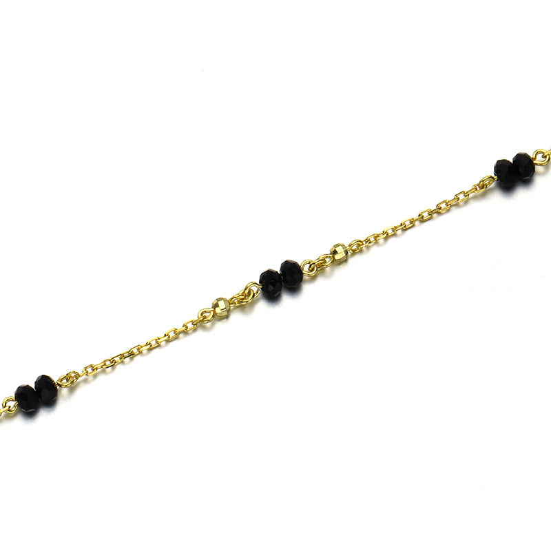Fashion faceted black zirconium anklet