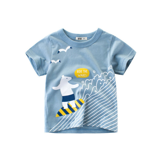 Boys Summer Children's Short-sleeved Cotton T-shirt Male Baby Half-sleeved Top