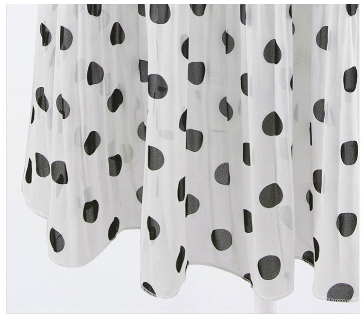 Large Size Polka Dot Pleated Skirt Chiffon Skirt