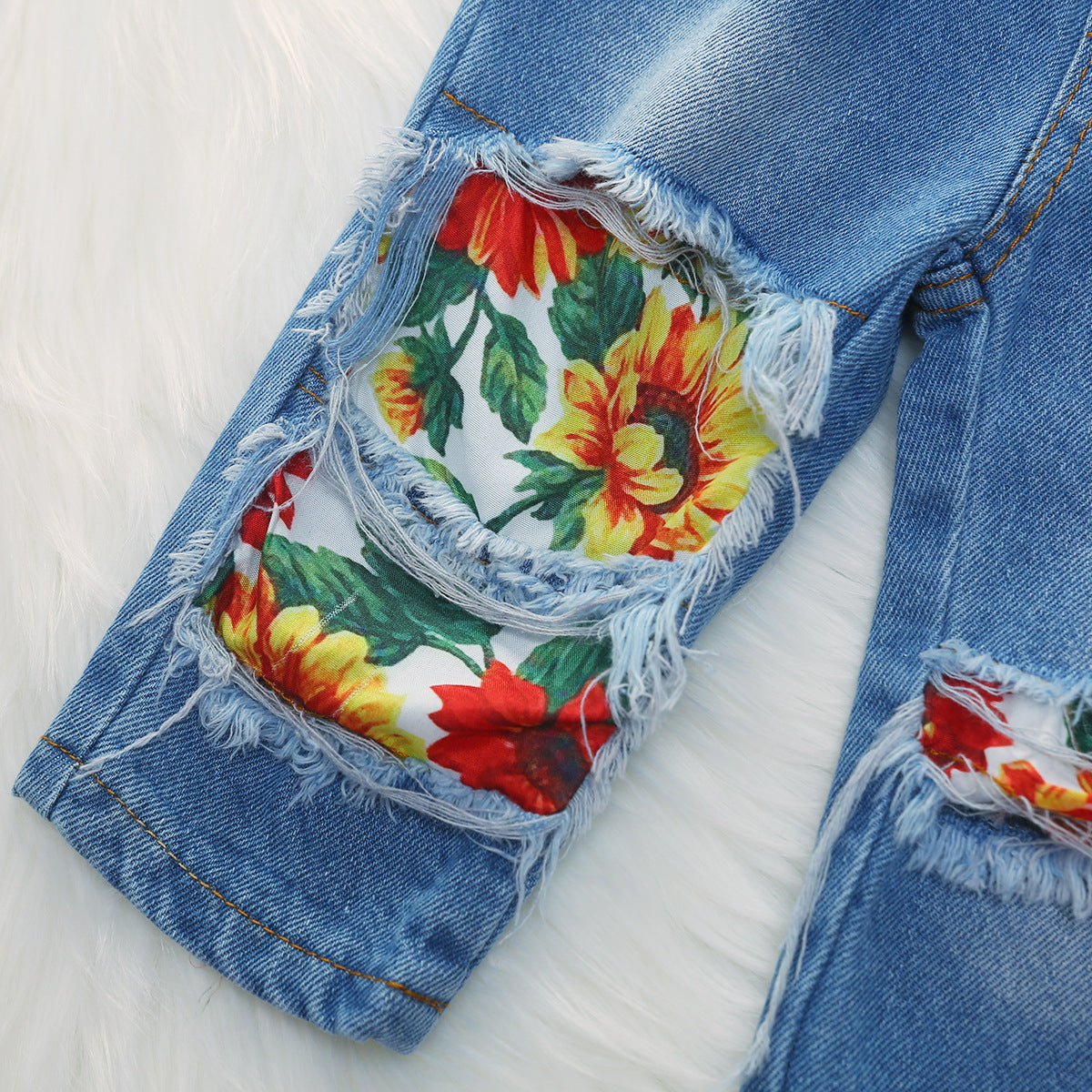 Sunflower Print Brushed Jeans Set
