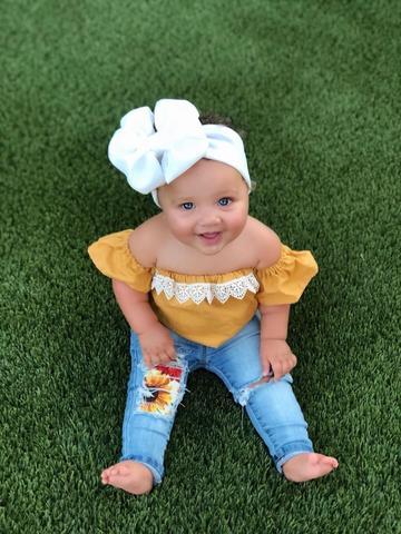 Sunflower Print Brushed Jeans Set