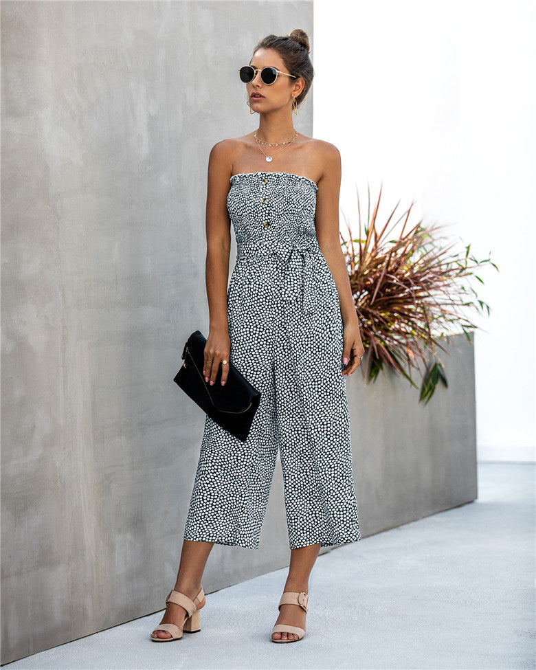 Off Shoulder Printed Romper Cotton Women Jumpsuit