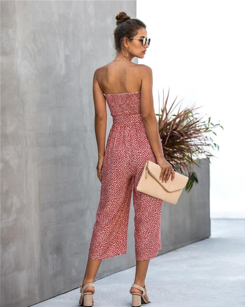 Off Shoulder Printed Romper Cotton Women Jumpsuit
