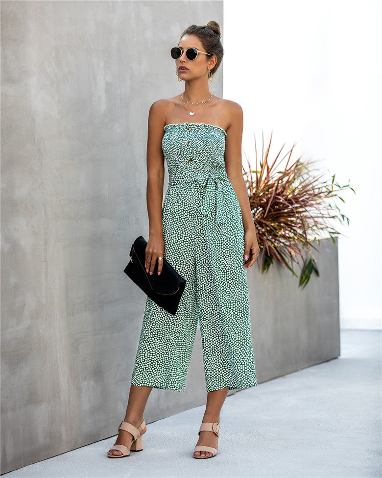 Off Shoulder Printed Romper Cotton Women Jumpsuit