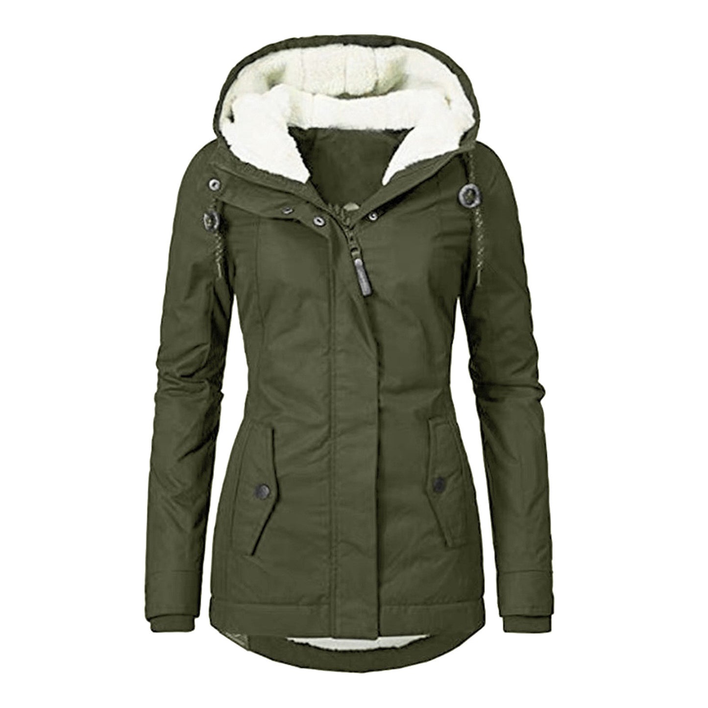 Hot Style Ladies Long-Sleeved Zipper Pocket Padded Coat Jacket
