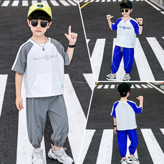 Boys'' Suit Summer Cotton Leisure Reflective Middle School