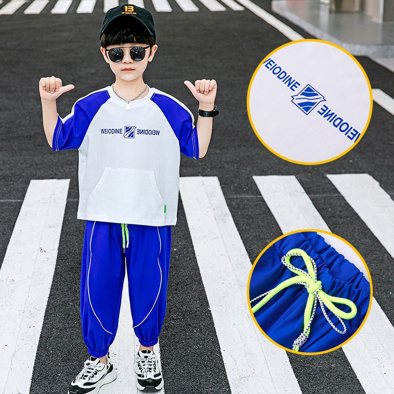 Boys'' Suit Summer Cotton Leisure Reflective Middle School