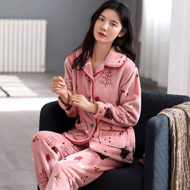 Coral Velvet Pajamas Two-piece Homewear