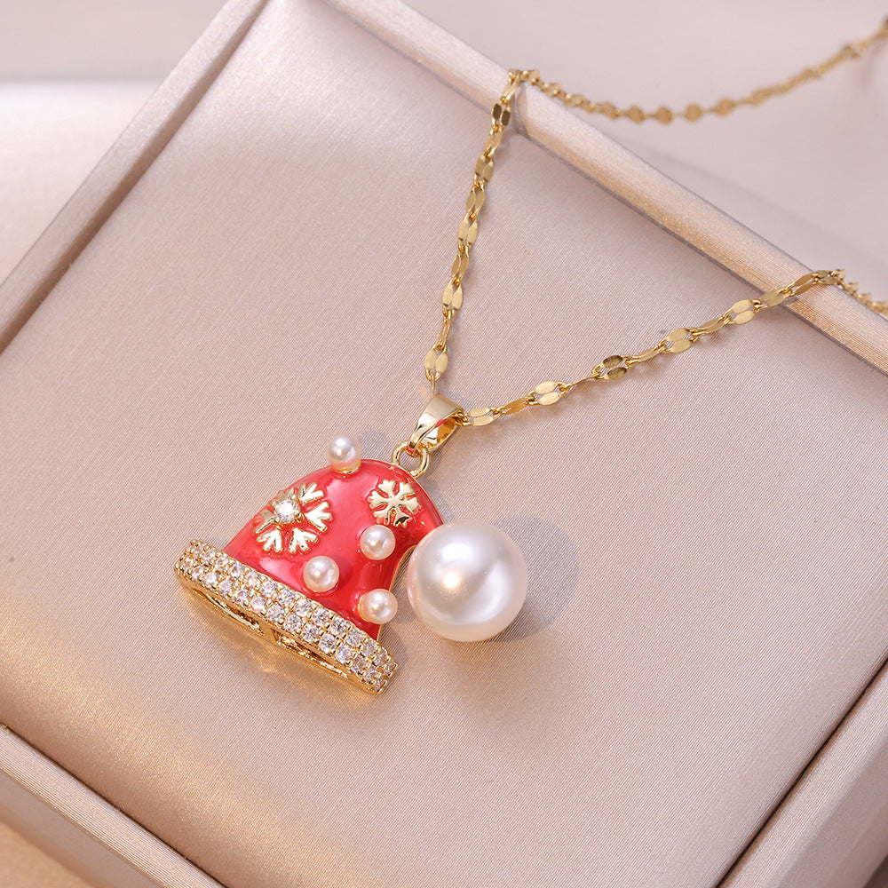 Women's Christmas Zircon Christmas Eve Gift Cute Necklace
