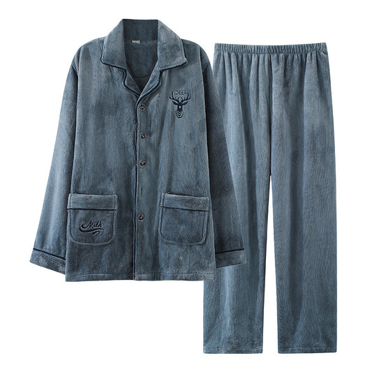 Men's Winter Flannel Pajamas Suit