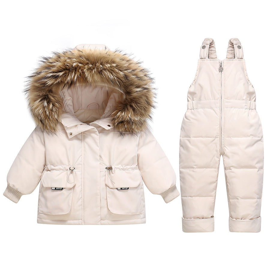 Down Jacket Thickened Set Boys And Girls New Two-piece Suit