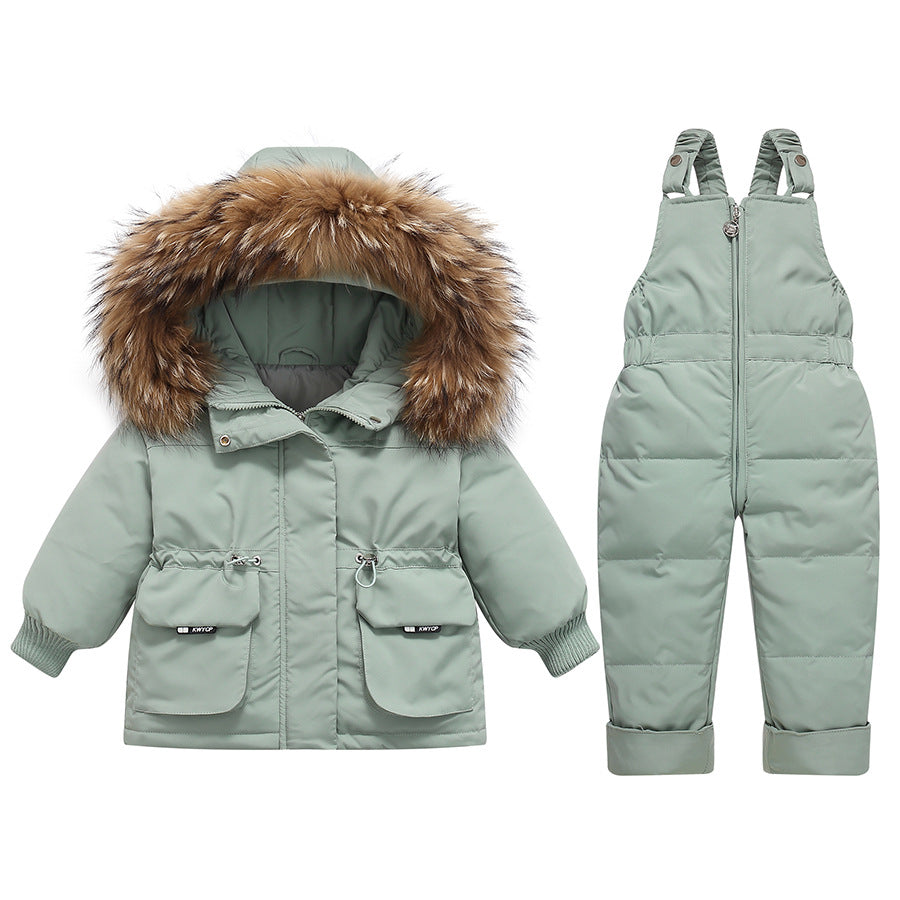 Down Jacket Thickened Set Boys And Girls New Two-piece Suit