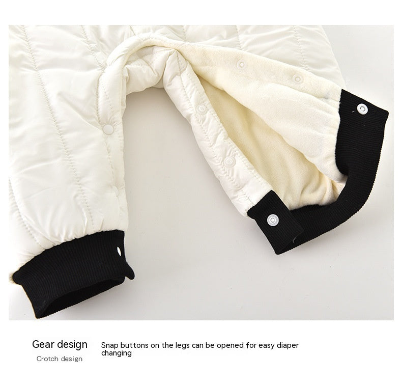 Baby Suit Thickened Thick Warm Clothes Autumn And Winter Baby Overalls Fleece-lined Newborn Winter Clothes