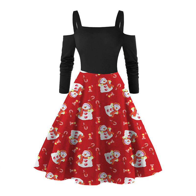 Women's Long Sleeve Red Christmas Dress
