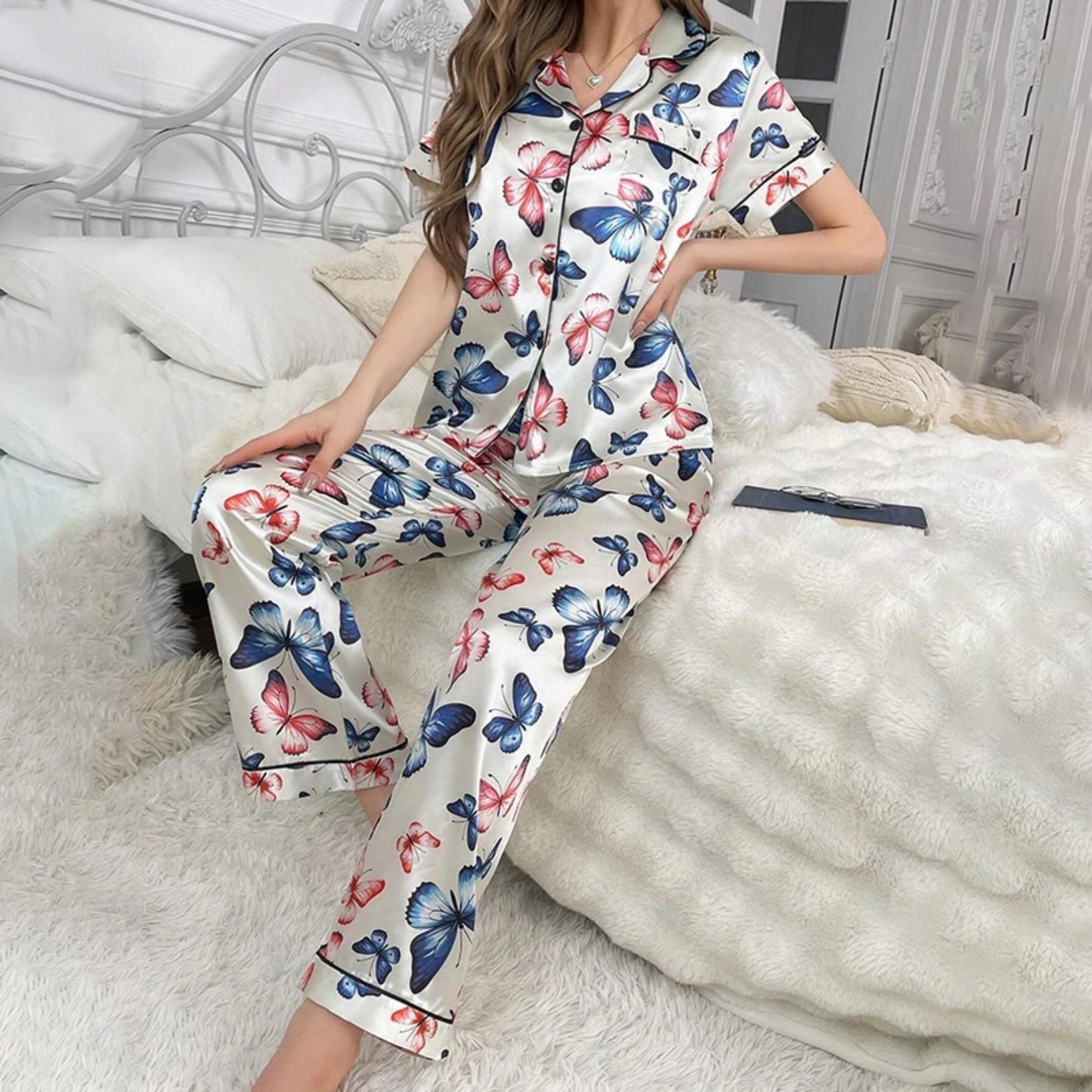 Women's Printed Pajamas Short-sleeved Trousers