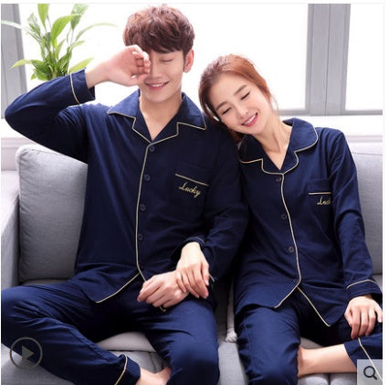 Couple pajamas long sleeve pure cotton