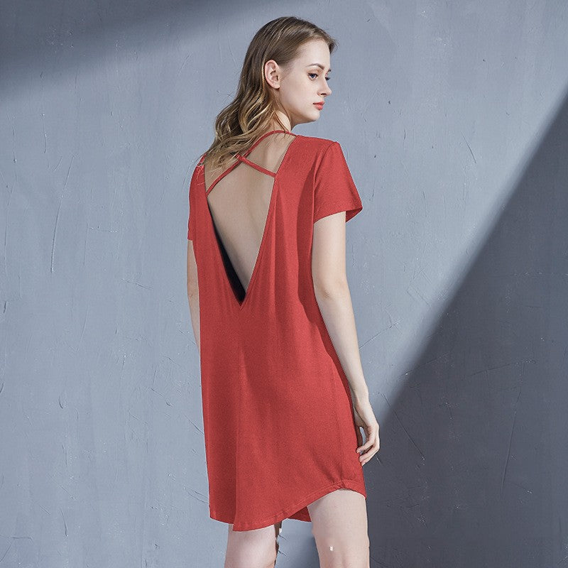 Women's Backless Modal Nightdress Thin Homewear