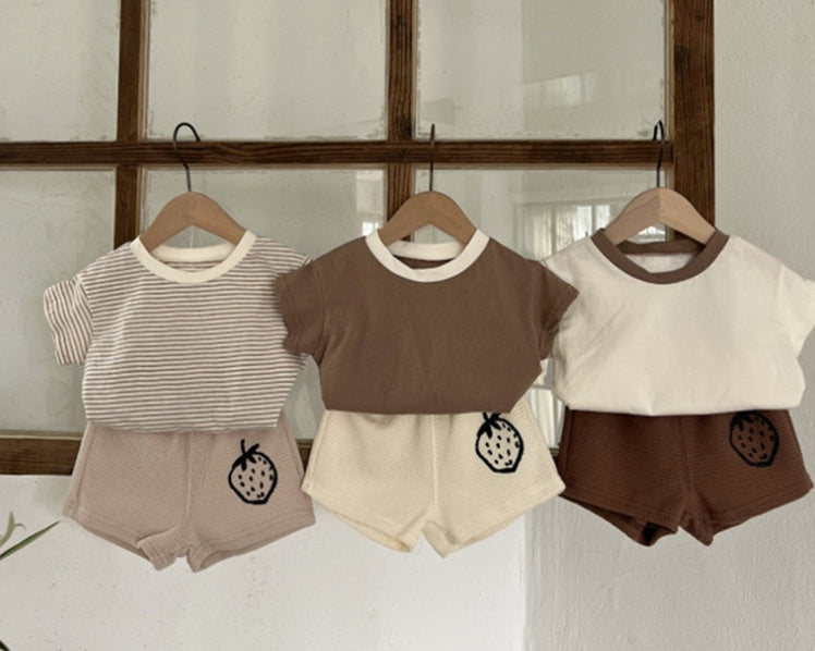 Boys' And Girls' T-shirts Match Cotton Short Sleeves
