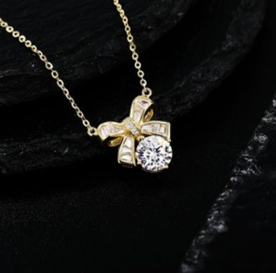 Lucky Bow Sterling Silver Necklace For Women
