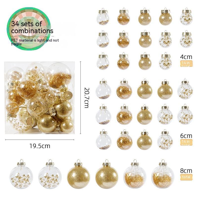 34-tube Christmas Tree Ornaments Large Mouth Ball Transparent Ball