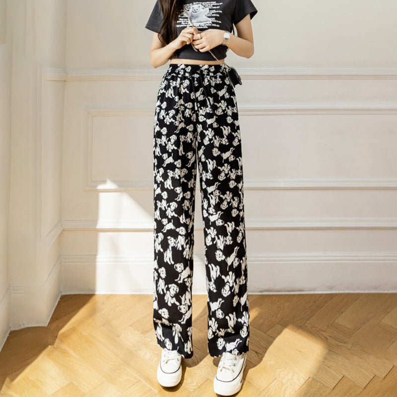 Draping Mopping Pants Straight Ink Painting Dye Pants For Women