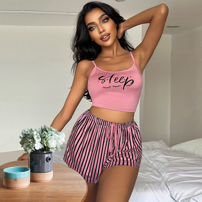 Letter Stripes Printed Ladies' Homewear