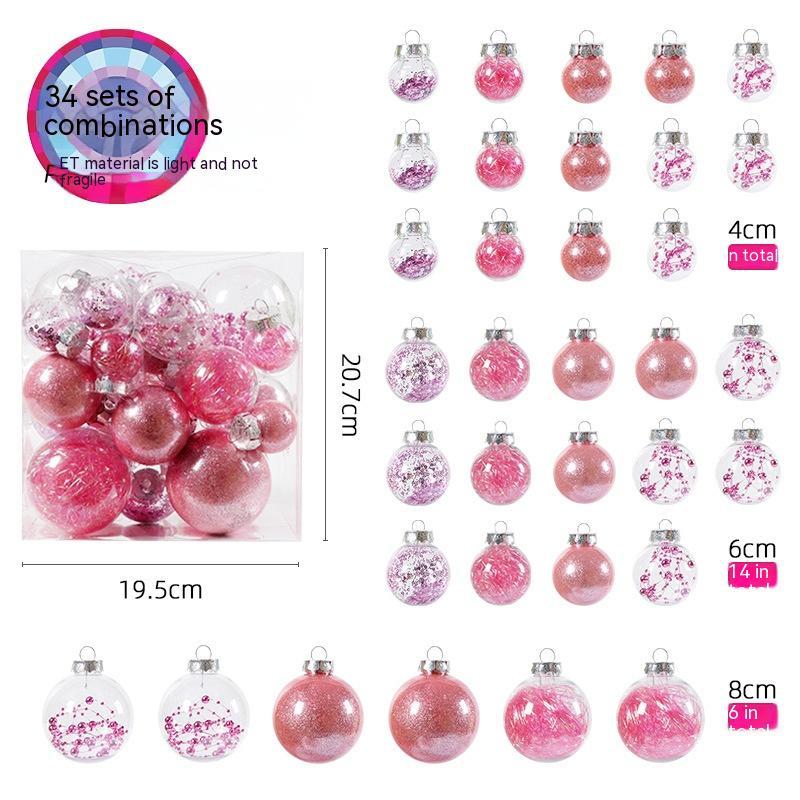 34-tube Christmas Tree Ornaments Large Mouth Ball Transparent Ball