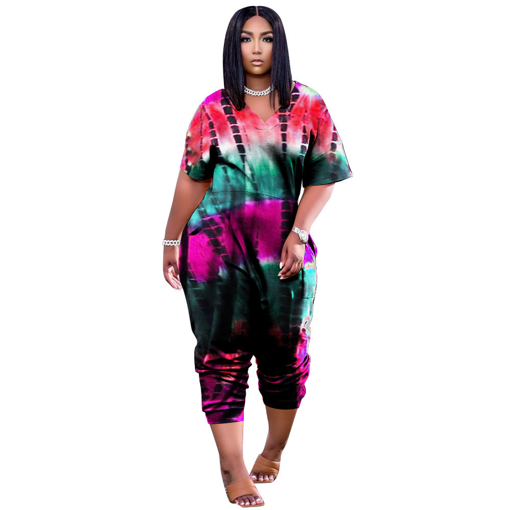 Targeted Print Loose Size Jumpsuit Women