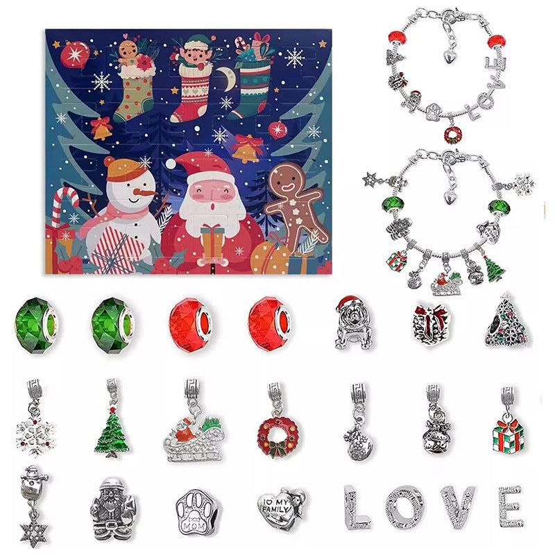 Christmas Countdown Calendar Jewelry Bracelet Blind Box Jewelry Pendant 24 Pieces Exquisite Pendant