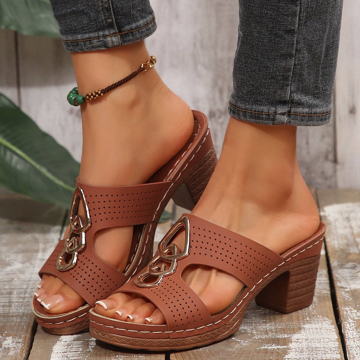 Wedge Platform Slippers Women's Shoes Chunky Heel Platform Fish Mouth I-shaped