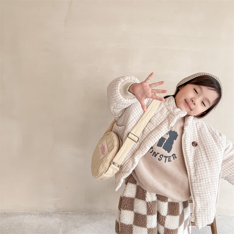 Girls' Plush And Thick Down Cotton Jacket