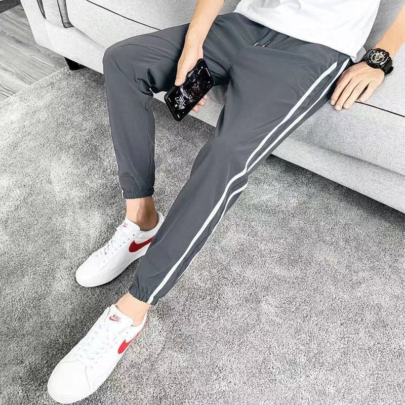 Loose Trendy Summer Ice Silk Casual Pants Men