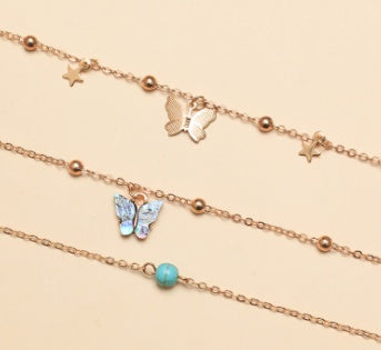 Abalone scallop with butterfly Anklet