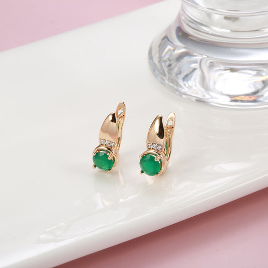 Women's Simple Emerald Green Zircon Earrings